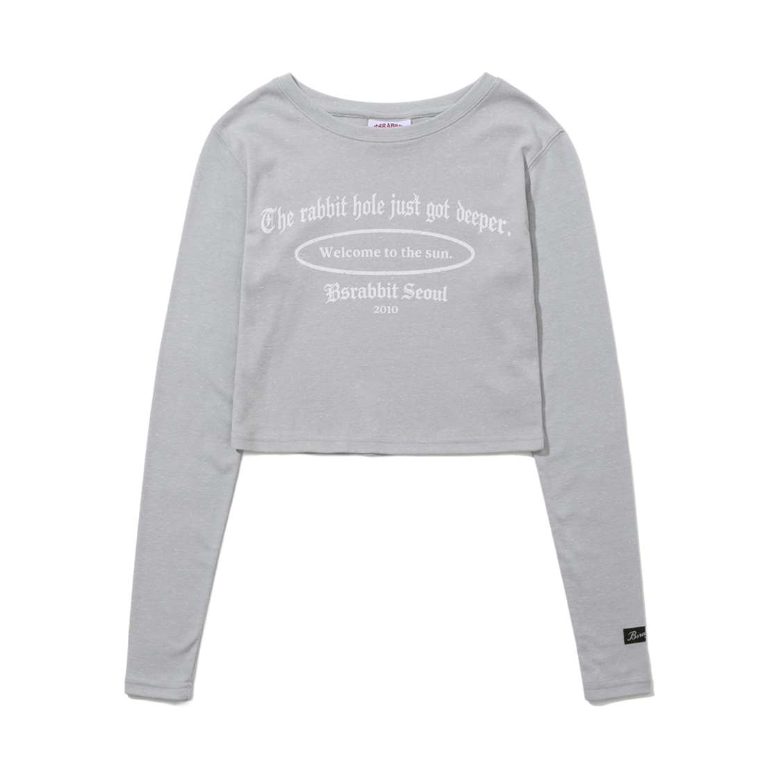 BSR26SSWT001 Bsrabbit Rabbit Hole Logo Women's Crop Long Sleeve Pale Gray