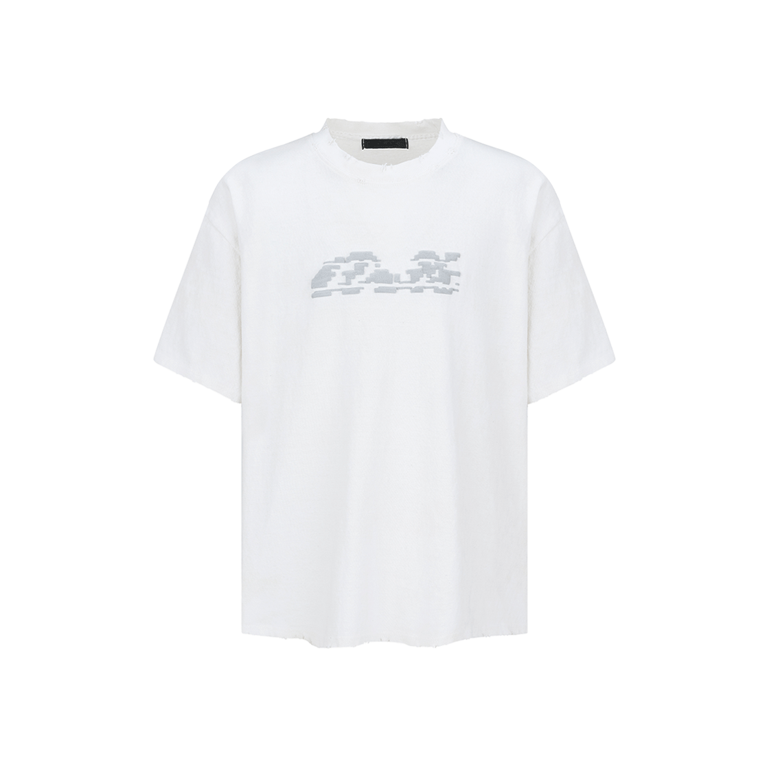 엔드릭스 픽셀 도트 로고 디스트로이드 티셔츠 화이트(EDLIX Pixel Dot Logo Destroyed T-Shirt White)