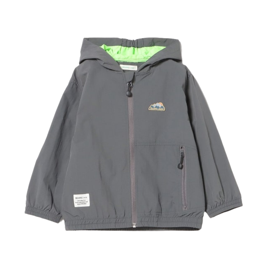 (키즈) 빔즈 미니 워터 리펠런트 포켓터블 블루종 차콜 그레이((Kids) Beams Mini Water Repellent Pocketable Blouson Charcoal Grey)