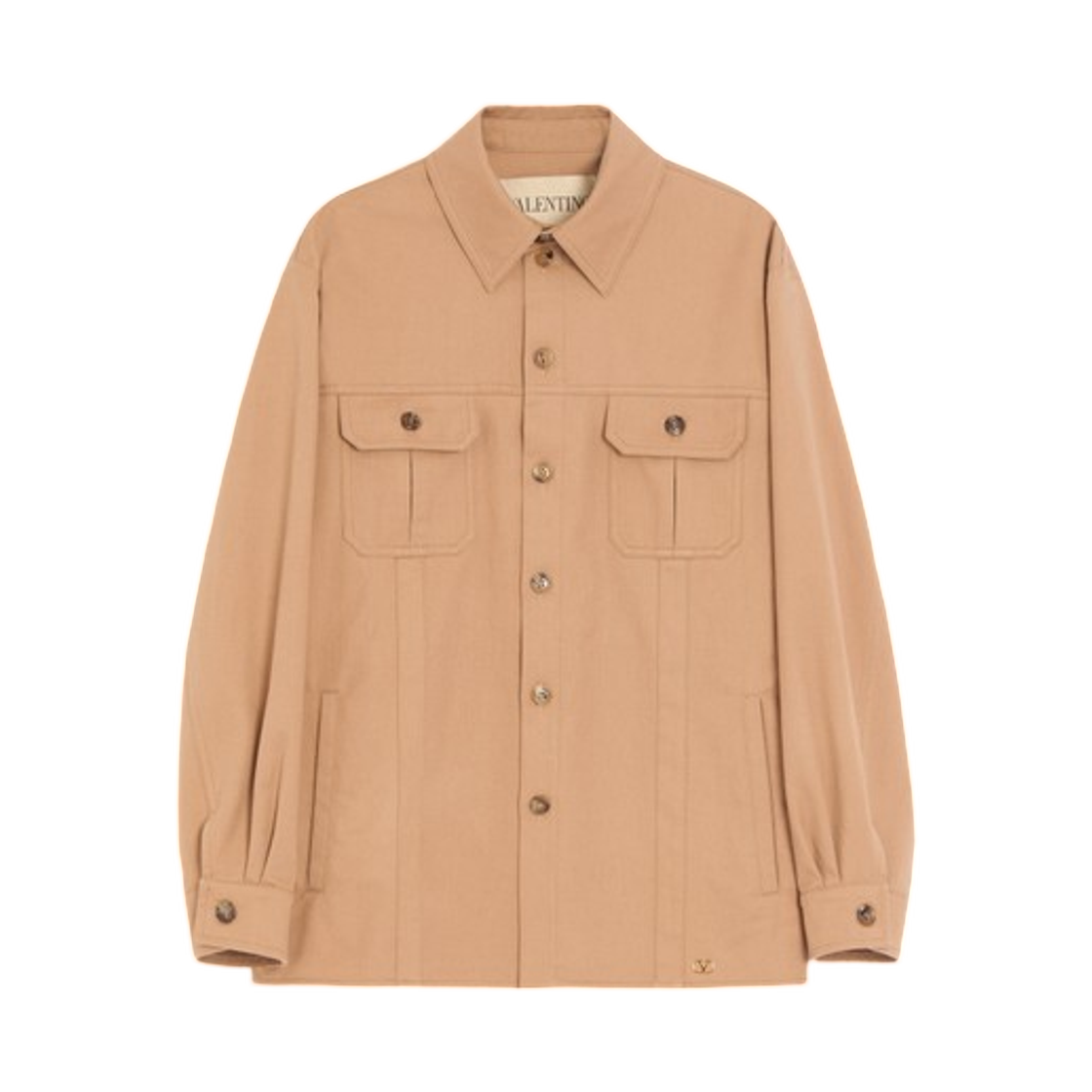 발렌티노 코튼 개버딘 셔츠 자켓 브이로고 카멜(Valentino Cotton Gabardine Shirt Jacket with Vlogo Camel)