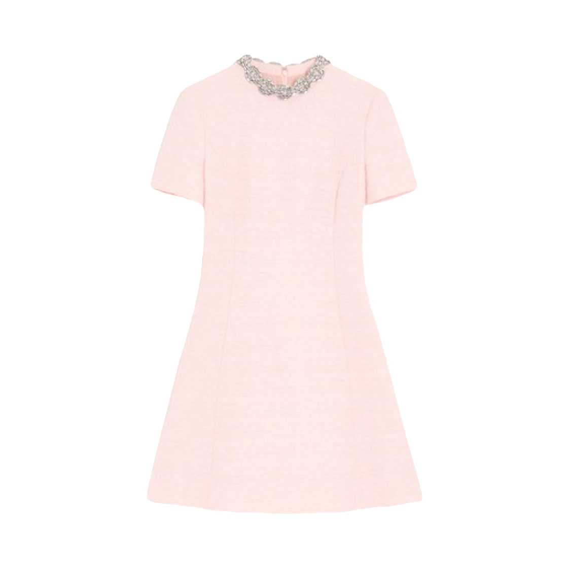 (W) 발렌티노 자수 크링클 코튼 트위드 숏 드레스 핑크 실버((W) Valentino Embroidered Crinkle Cotton Tweed Short Dress Pink Silver)