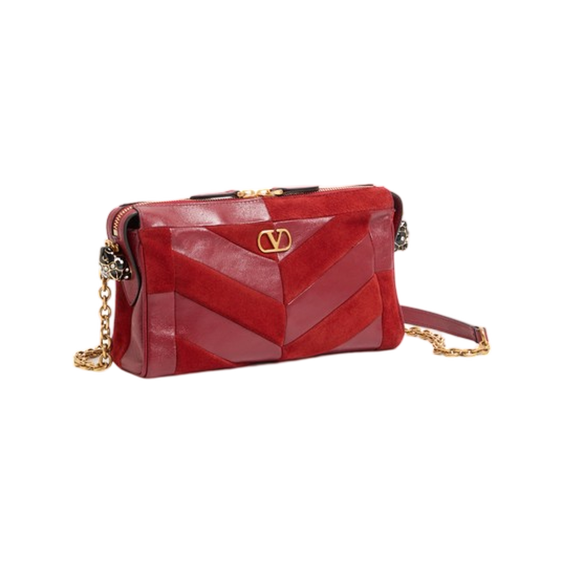발렌티노 가라바니 판테아 스몰 숄더백 스웨이드 앤 나파 쉐브론 패턴 레드(Valentino Garavani Panthea Small Shoulder Bag in Suede and Nappa with Chevron Pattern Red) - 2