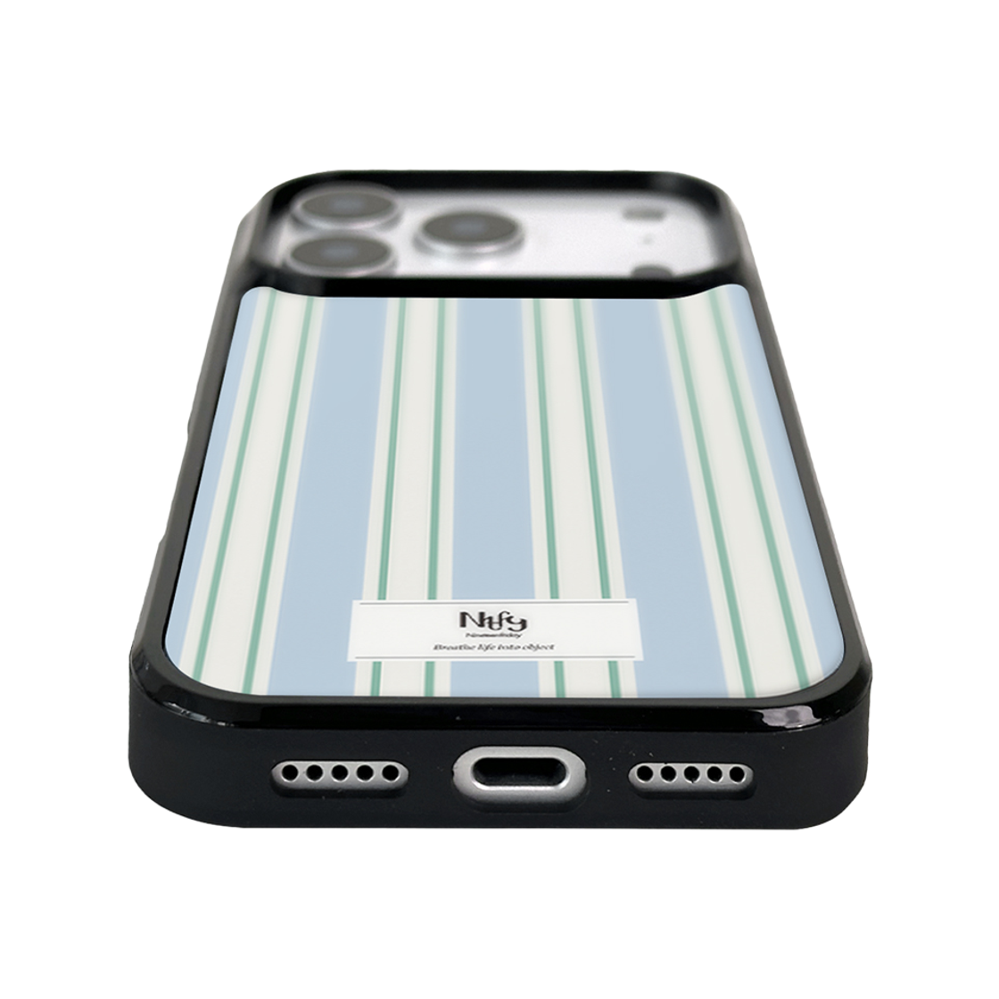 나인틴프라이데이 스트라이프 빈티지 맥세이프 에폭시 케이스 - 스카이블루 민트(NINETEENFRIDAY Stripe Vintage Magsafe Epoxy Case -  Sky blue mint) - 4
