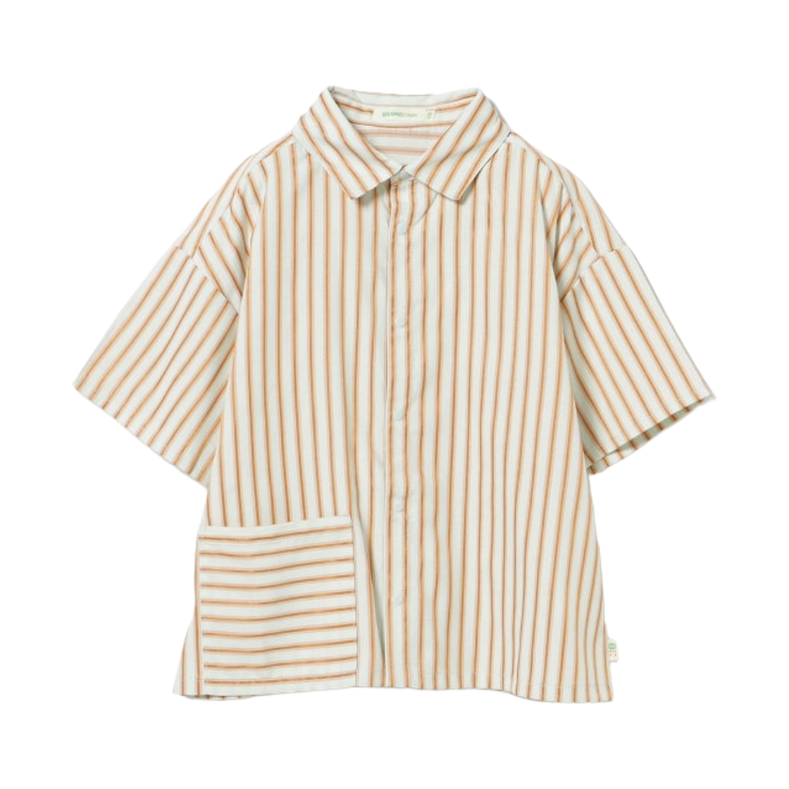 (키즈) 빔즈 미니 숏슬리브 스트라이프 셔츠 민트((Kids) Beams Mini Short Sleeve Striped Shirt Mint) - 1