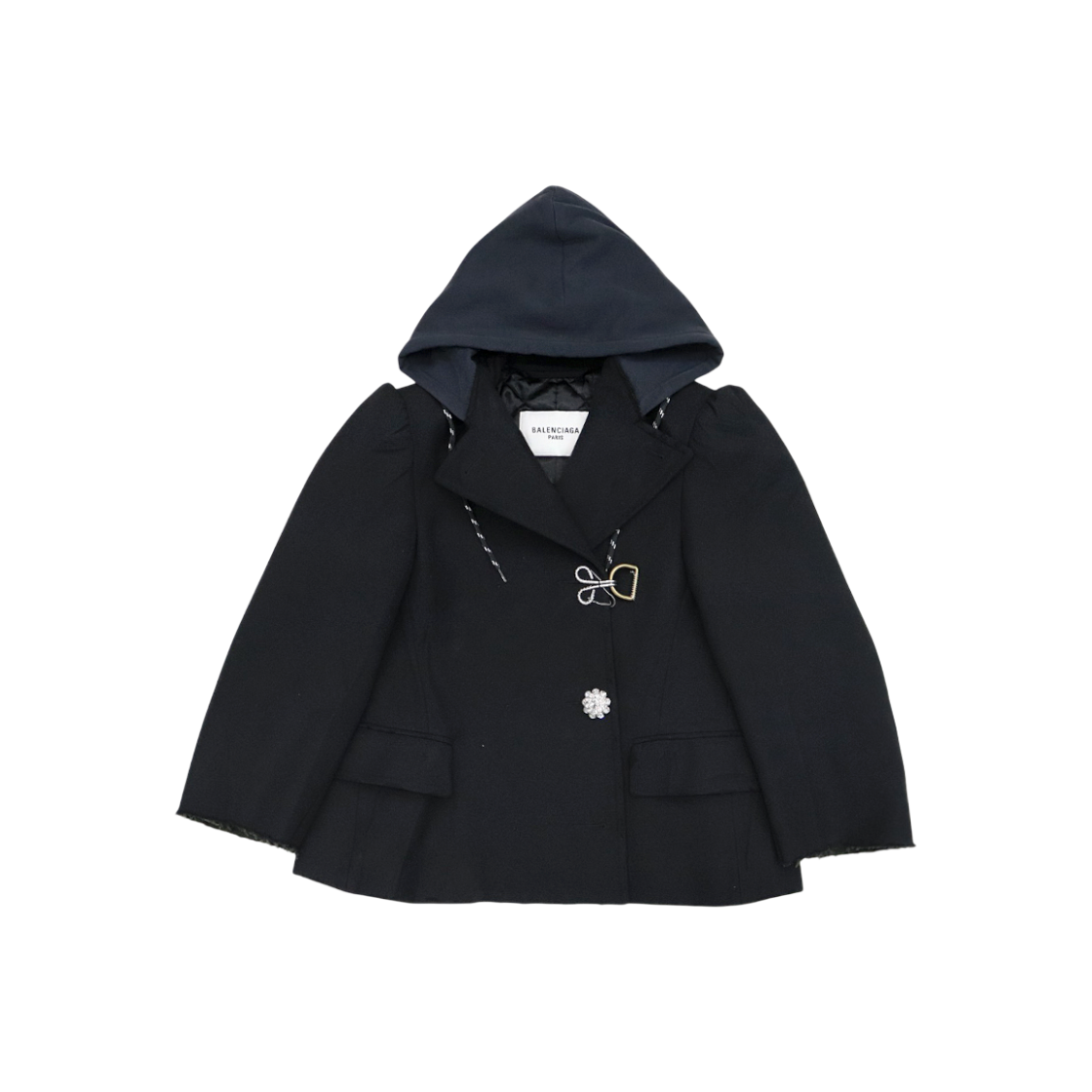 ITKMH8KO4SOB Balenciaga Black Hooded Jacket C-C55107