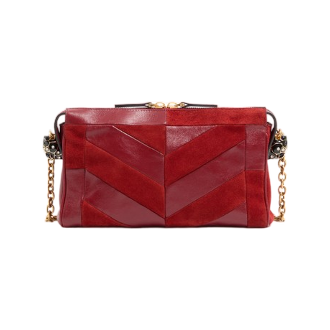 발렌티노 가라바니 판테아 스몰 숄더백 스웨이드 앤 나파 쉐브론 패턴 레드(Valentino Garavani Panthea Small Shoulder Bag in Suede and Nappa with Chevron Pattern Red) - 3