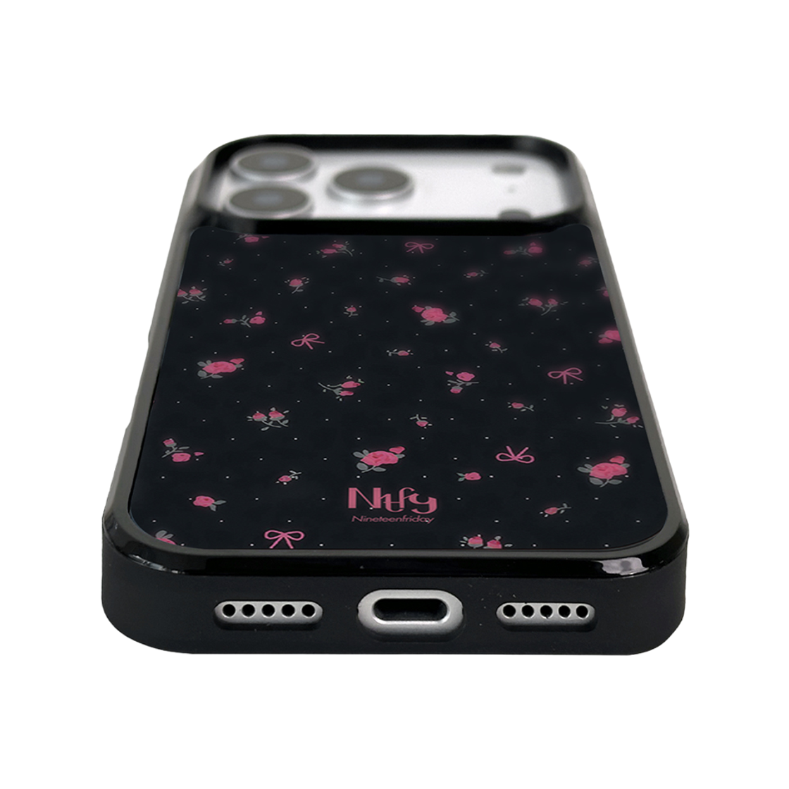 나인틴프라이데이 미니 리본 플라워 맥세이프 에폭시 케이스 - 블랙(NINETEENFRIDAY Mini Ribbon Flower Magsafe Epoxy Case - Black) - 4