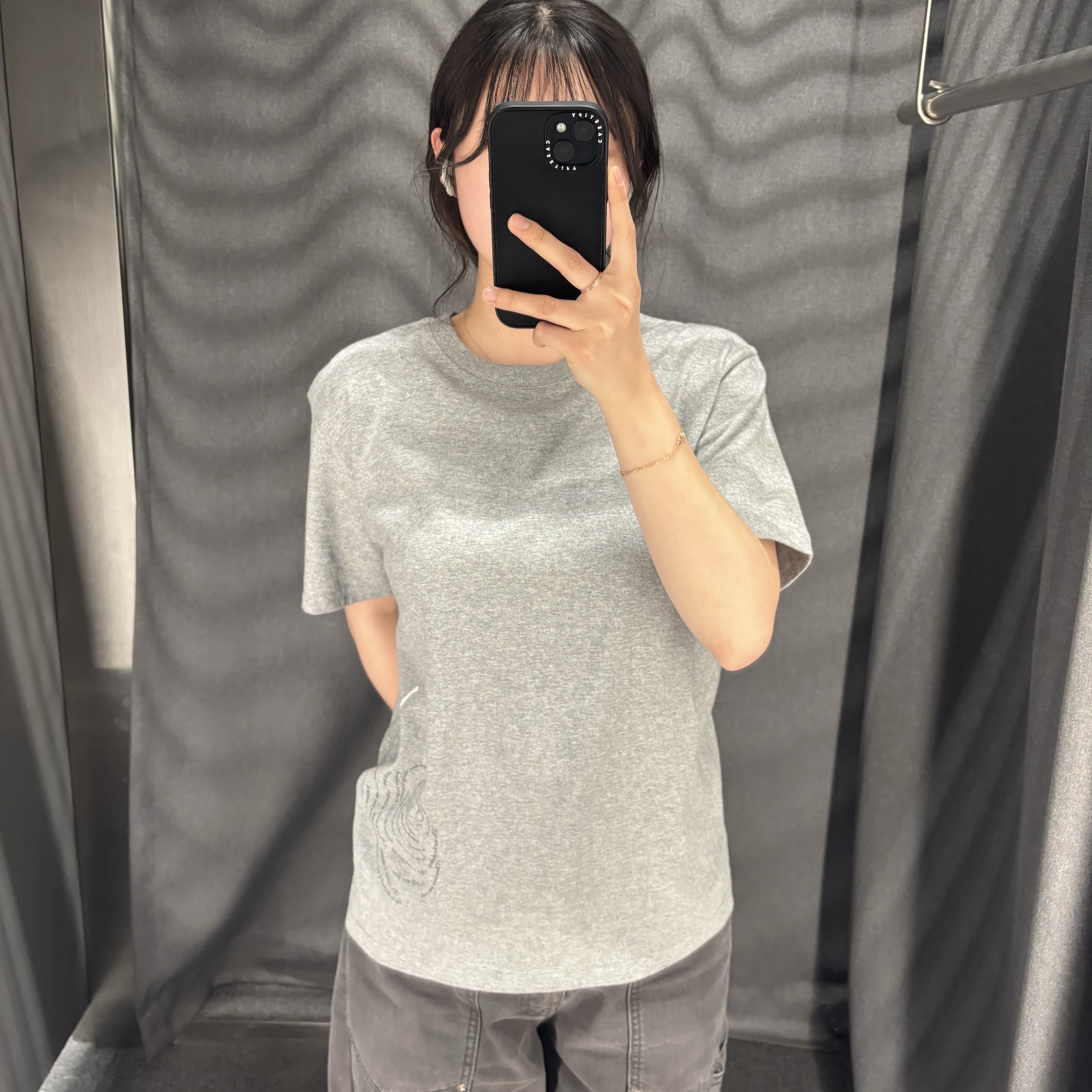 Sansan Gear Snail T-Shirt Melange Grey 착용 스타일 - 1