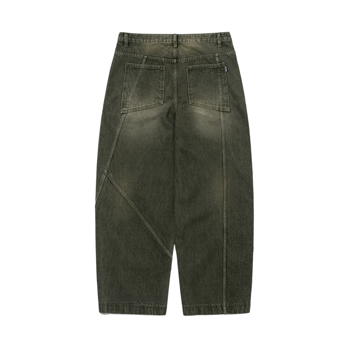 비에스래빗 애쉬메트릭 워시드 데님 팬츠 올리브(Bsrabbit Asymmetric Washed Denim Pants Olive) - 2