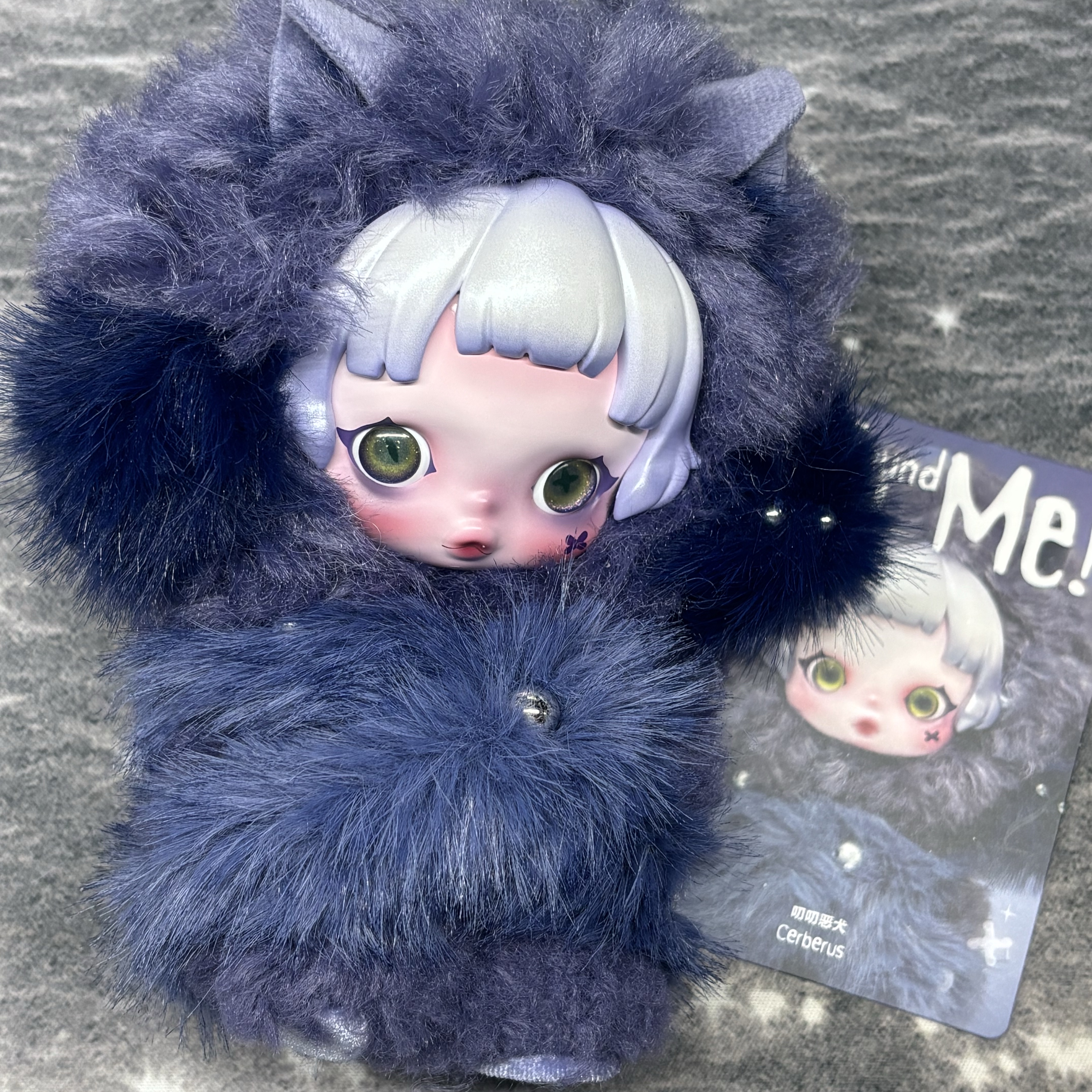 Pop Mart Skullpanda You Found Me ! Series Plush Doll Pendant Cerberus (Opened Case) 착용 스타일