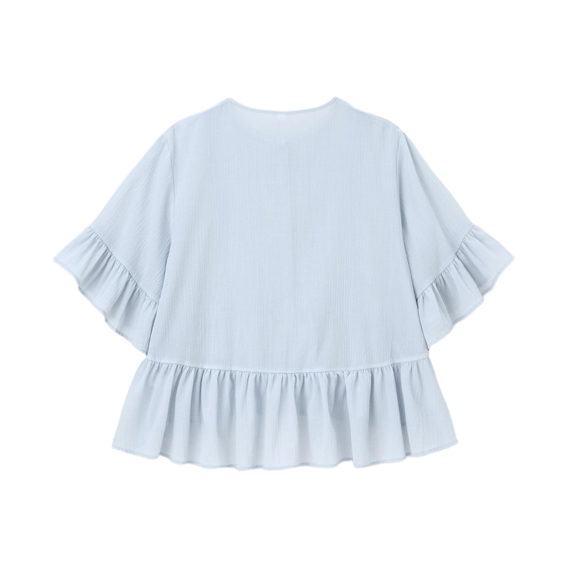 (W) GU 레이스 프릴 블라우스 블루((W) GU Lace Frill Blouse Blue) - 2