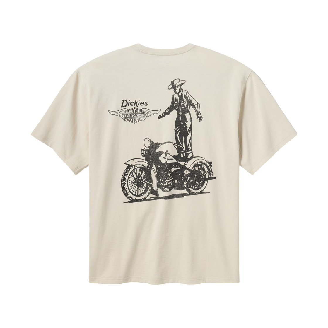 디키즈 x 할리 데이비슨 빈티지 워시 카우보이 그래픽 티셔츠 본(Dickies x Harley Davidson Vintage Wash Cowboy Graphic T-Shirt Bone)