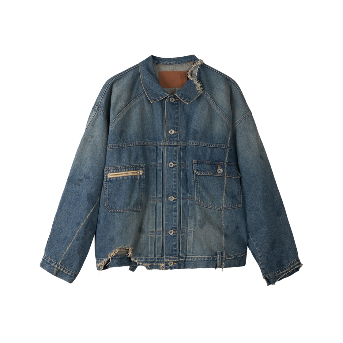 다이리쿠 80 이어 데미지 데님 자켓 인디고 - 26SS(Dairiku 80 Year Damage Denim Jacket Indigo - 26SS)
