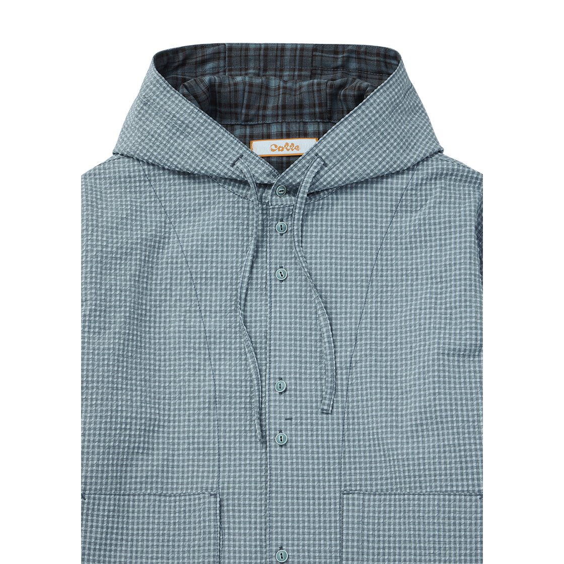 꼬떼 시어서커 체크 후디 셔츠 블루(COTTE Seersucker Check Hoodie Shirts Blue) - 4