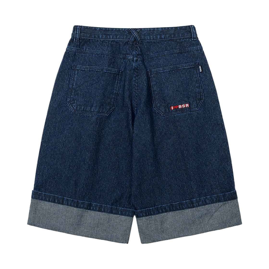 비에스래빗 스트라이프드 커프 데님 숏팬츠 인디고(Bsrabbit Striped Cuff Denim Shorts Indigo) - 2
