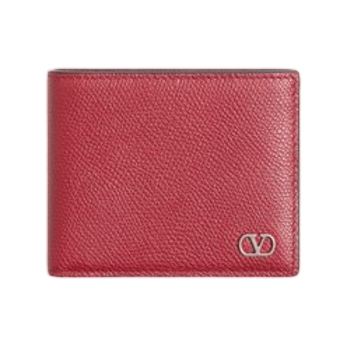 YP0AP3UAGAQS Valentino Garavani Vlogo Signature Grainy Calfskin Wallet Red