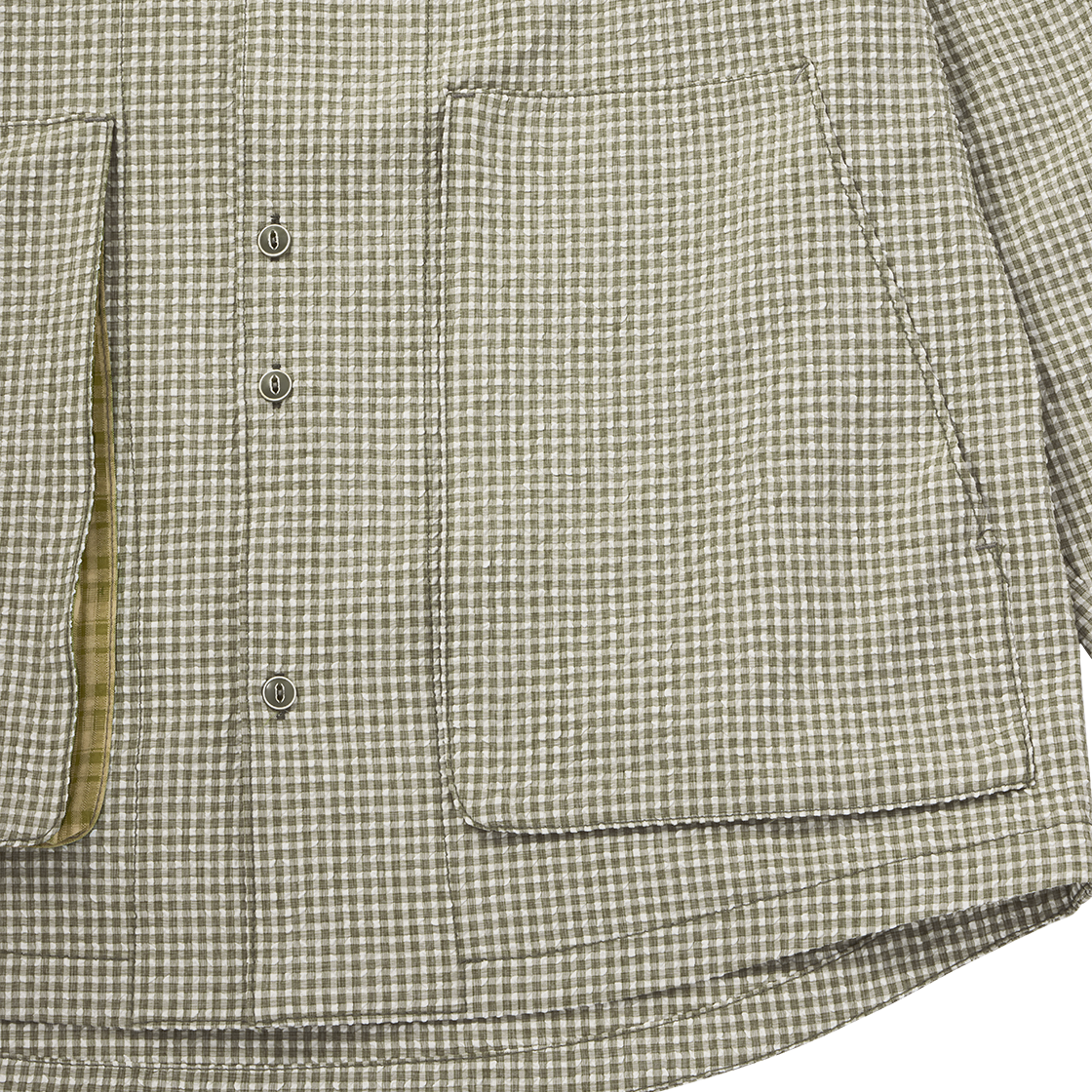 꼬떼 시어서커 체크 후디 셔츠 올리브(COTTE Seersucker Check Hoodie Shirts Olive) - 5