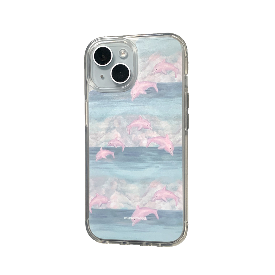 뮤즈무드 핑크 돌핀 맥세이프 클리어 휴대폰 케이스(Musemood Pink Dolphin MagSafe Clear Phone Case)