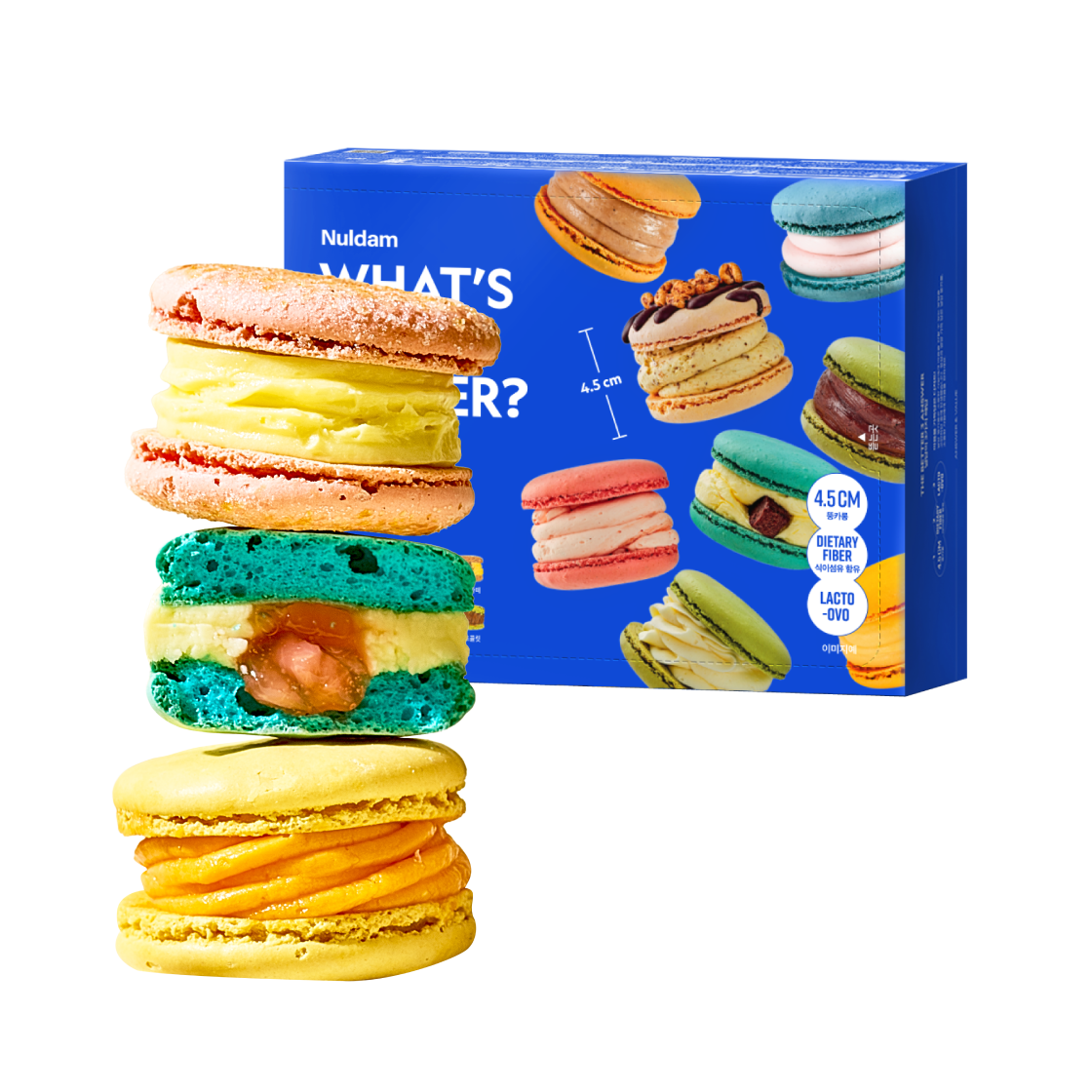 널담 식이섬유 4.5cm 쫀득 뚱카롱 8구 1박스(Neoldam Dietary Fiber 4.5cm Chewy Fat Macarons (8-piece Box))