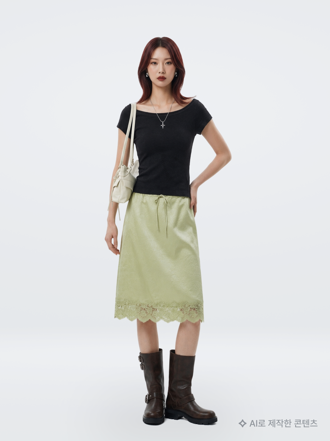 (W) Glowny Polly Lace Long Sleeve Baby Blue, (W) Adidas Lace Trim 3-Stripes Shorts Black - KR Sizing 착용 스타일 - 4