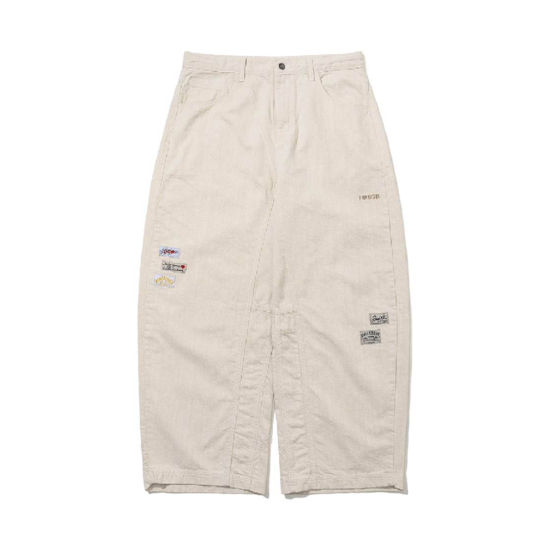 BSR26SSPT010 Bsrabbit Barrel-Leg Logo Patch Pants Ivory