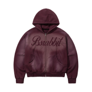 Bsrabbit Washed Zip-Up Hoodie Wine
