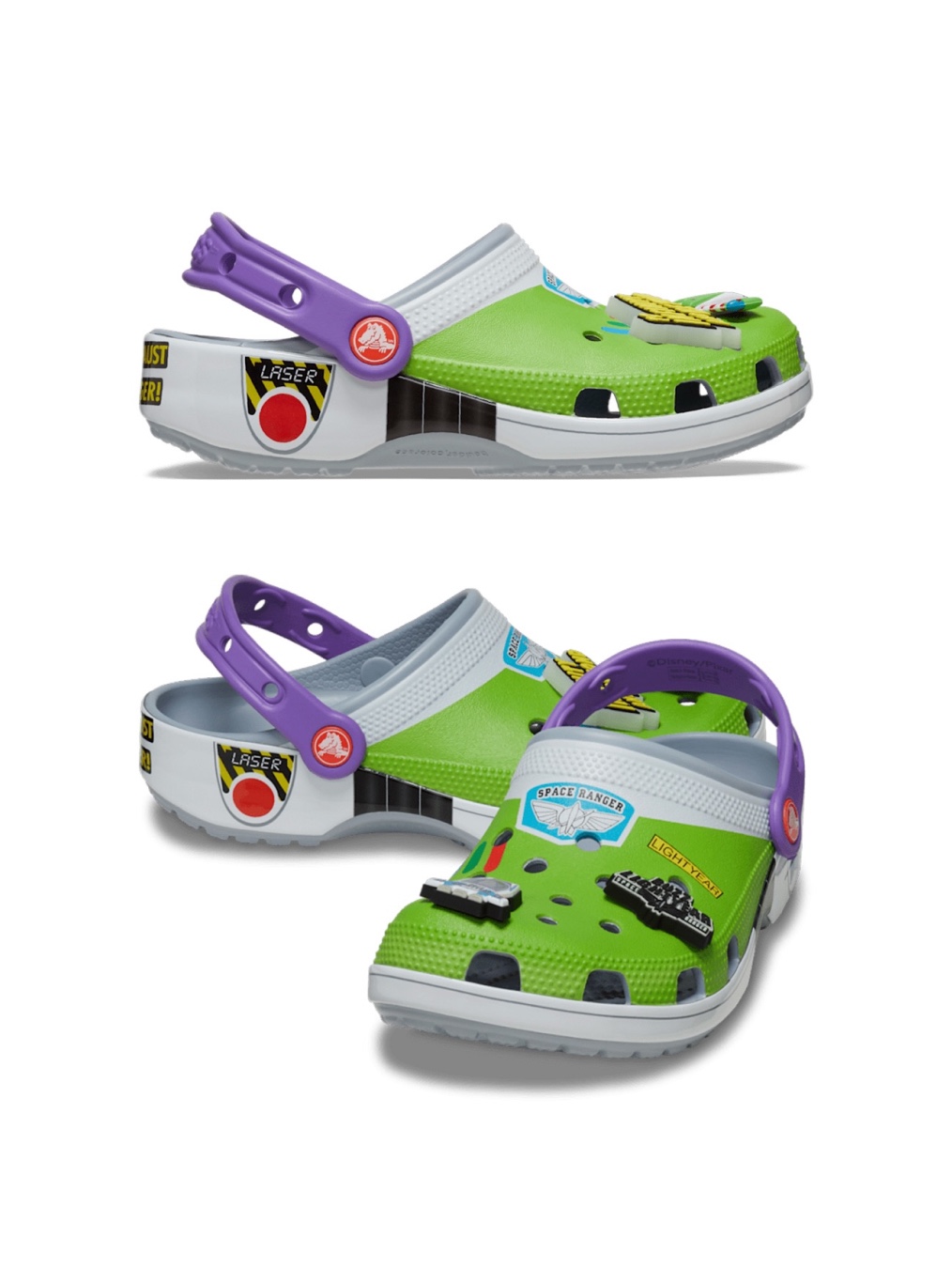 Crocs x Toy Story Alien Classic Clog Multi, Crocs x Toy Story Buzz Lightyear Classic Clog Blue Grey 착용 스타일 - 9