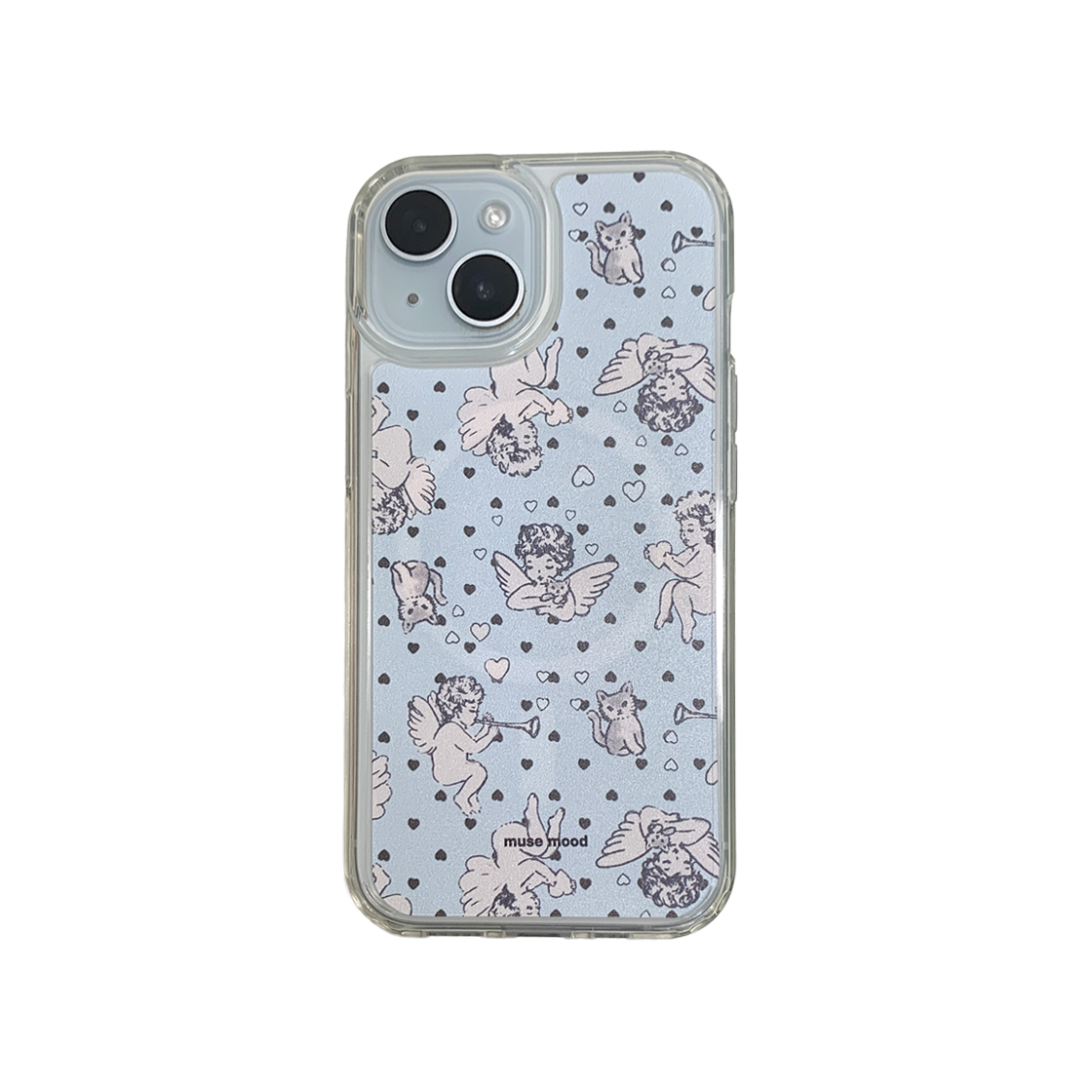 뮤즈무드 블루 엔젤 캣 맥세이프 클리어 휴대폰 케이스(Musemood Blue Angel Cat MagSafe Clear Phone Case) - 1