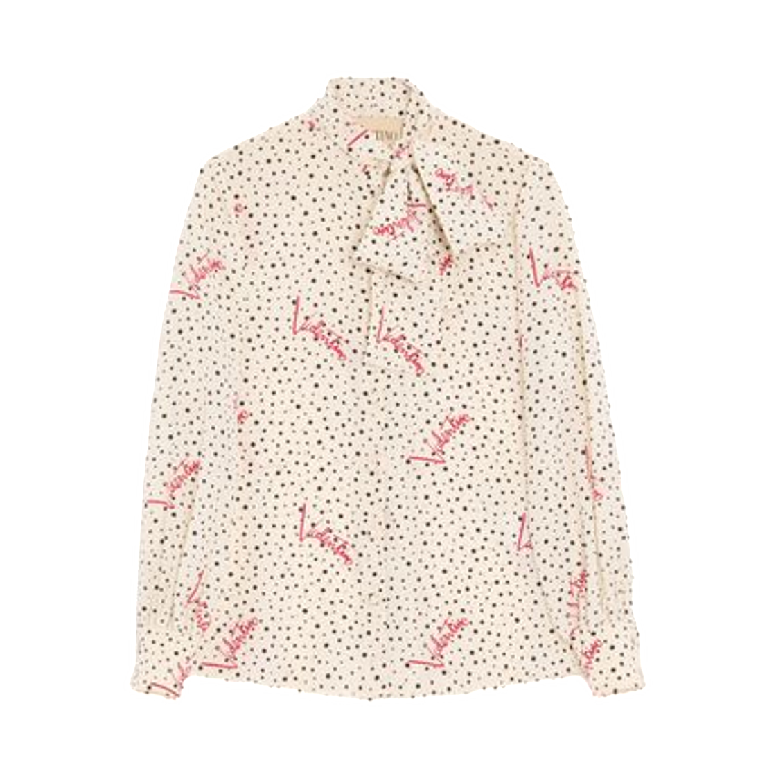 (W) 발렌티노 플러스 드 포아 크레이프 드 신 버블 셔츠 바닐라 멀티컬러((W) Valentino Plus De Pois Crepe De Chine Bubble Shirt Vanilla Multicolour)