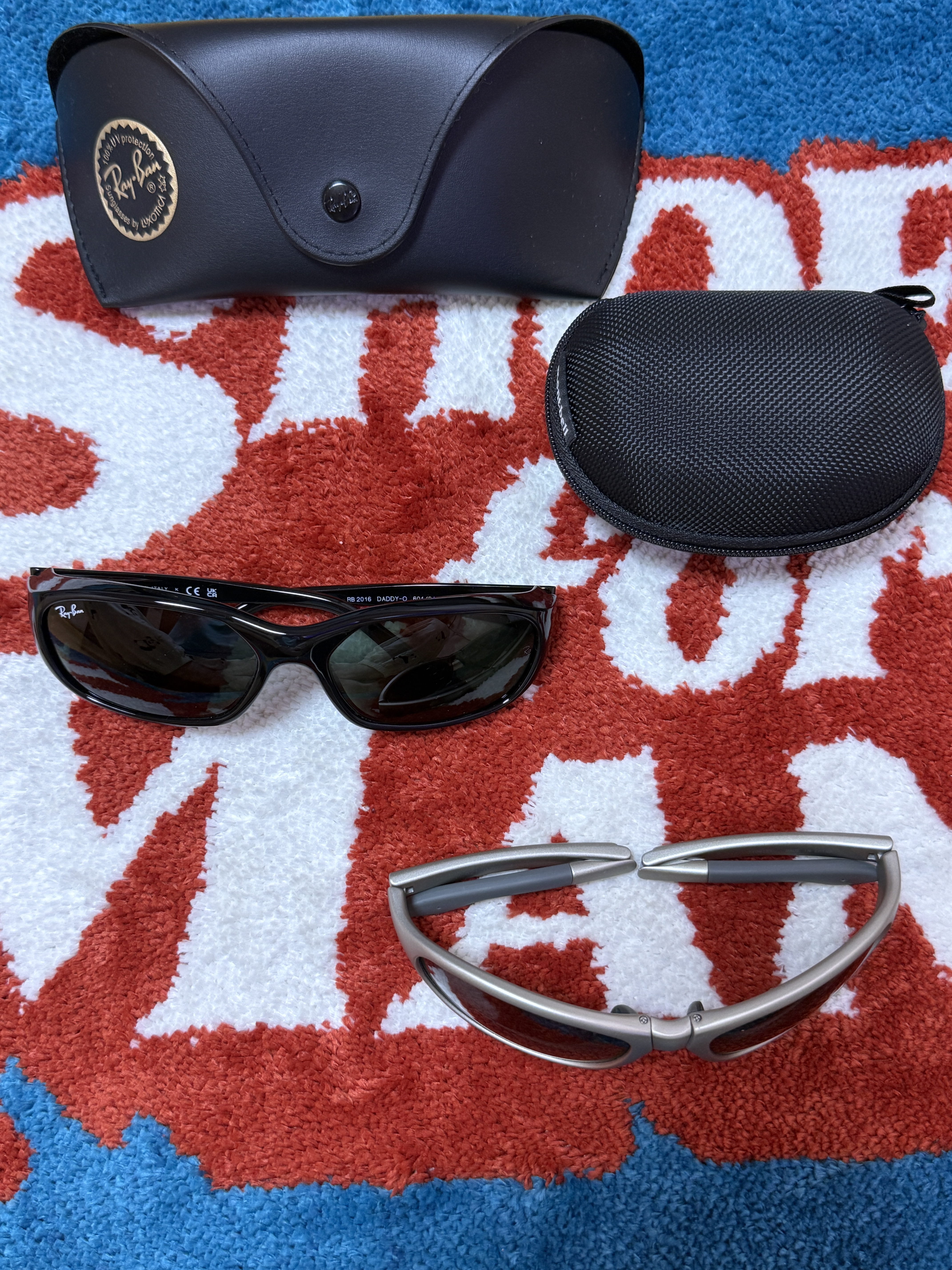 Ray-Ban DADDY-O II Polished Black Frame Green Classic G-15 Lenses, Montbell Trekking Glasses Silver Metallic Light Grey 착용 스타일 - 5