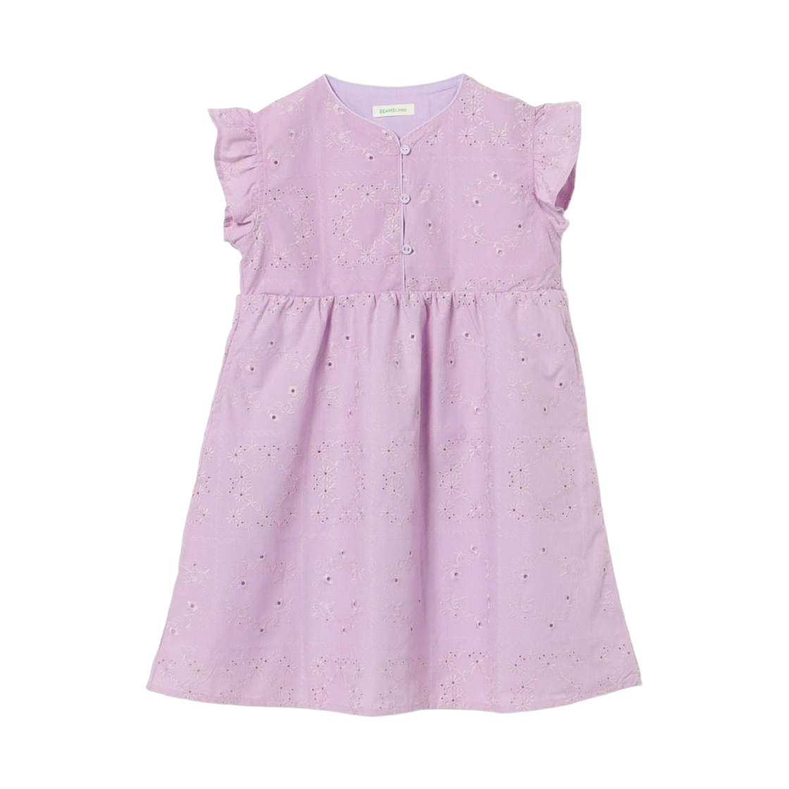 (키즈) 빔즈 미니 퍼포티드 레이스 드레스 라이트 퍼플((Kids) Beams Mini Perforted Lace Dress Light Purple)