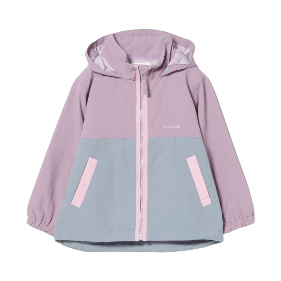 (키즈) 빔즈 미니 후드 스토리지 나일론 블루종 퍼플 삭스((Kids) Beams Mini Hood Storage Nylon Blouson Purple Sax)
