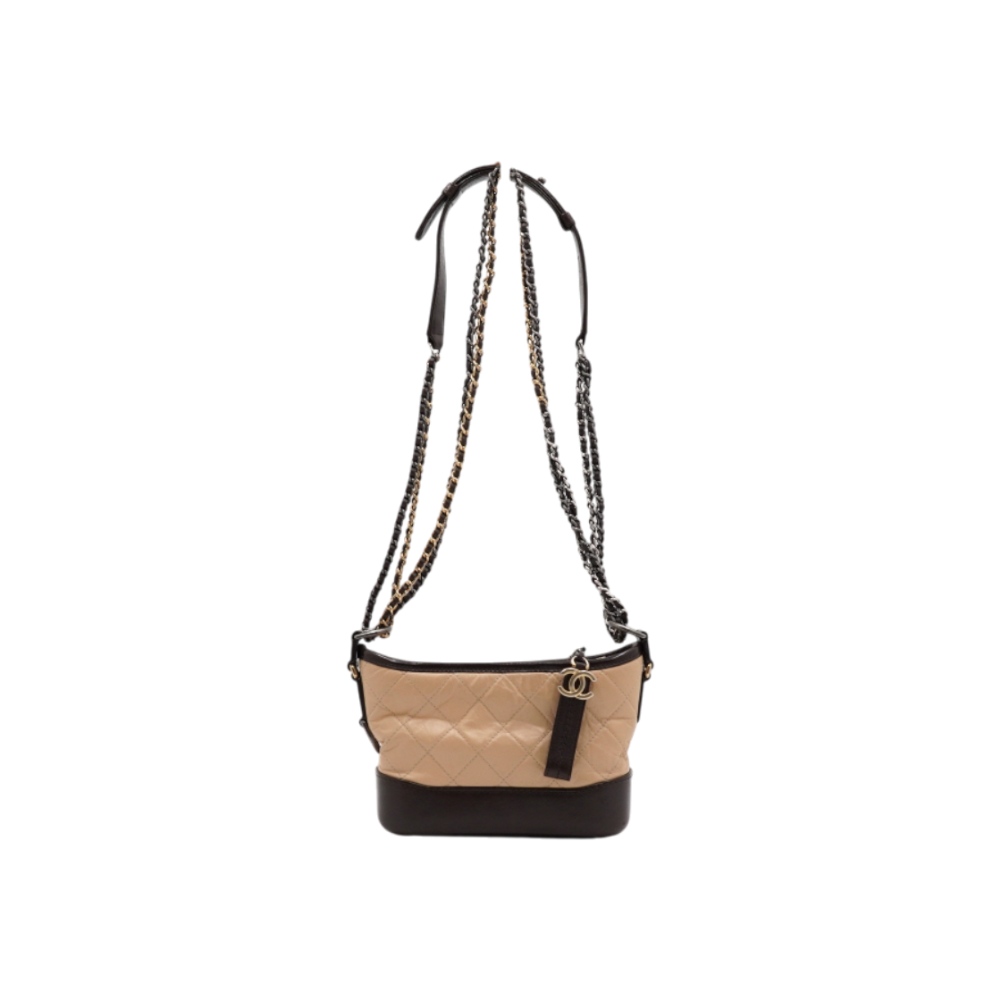 ITODOMWBTM25 Chanel Brown Two-Tone Leather Gabrielle Small Hobo Bag Gold Chain