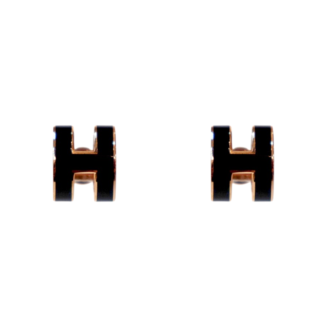 IT2MEH5MOLGB Hermes Black Pop H Bracelet Gold Earrings C-B55127
