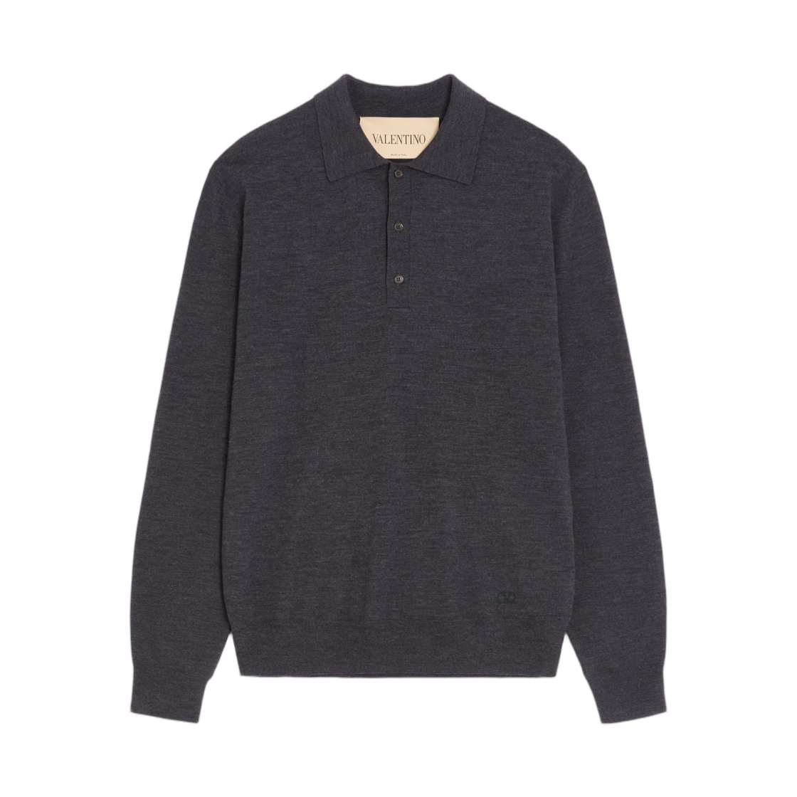 VKP04UBH9081 Valentino Wool Polo with Vlogo Embroidery Dark Grey