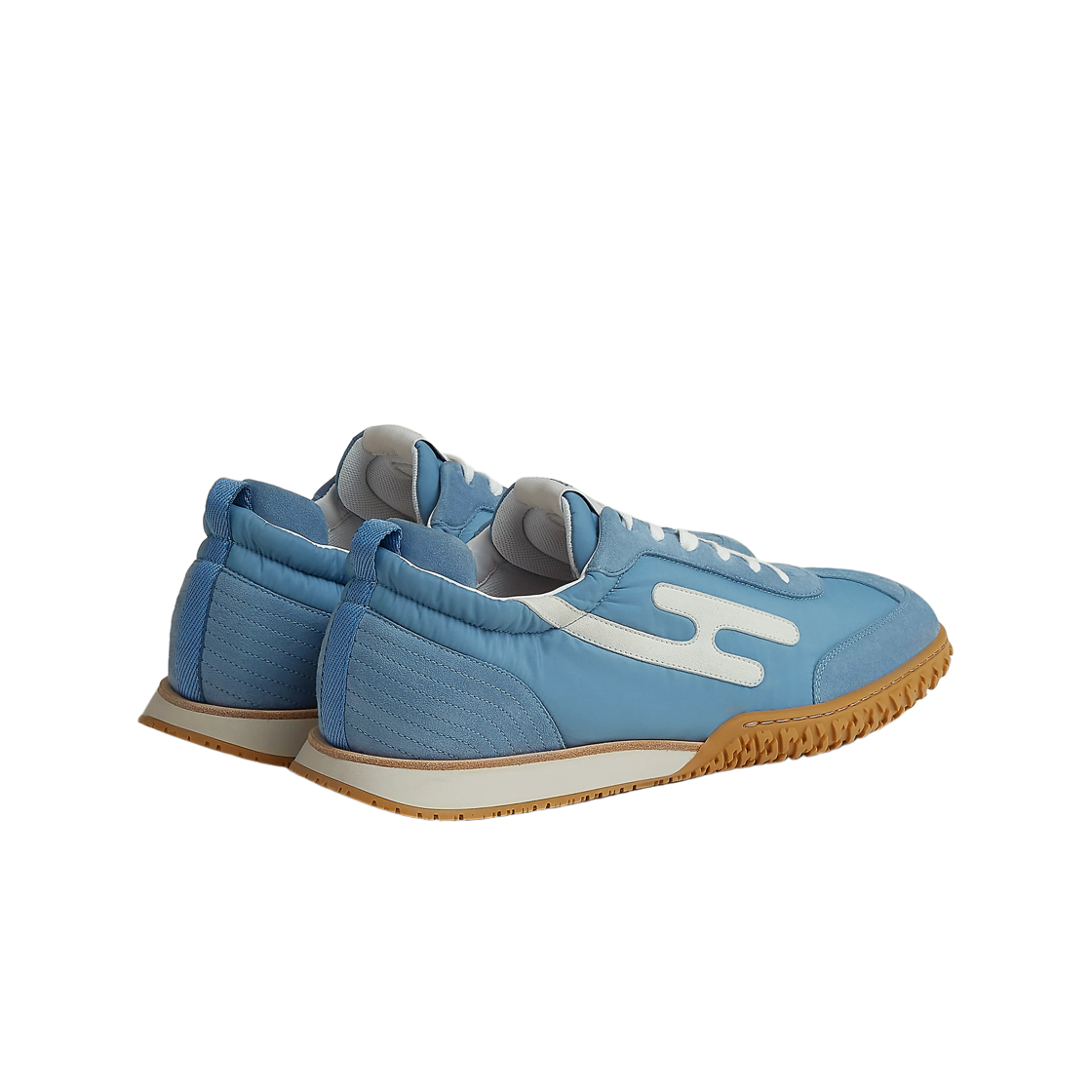 에르메스 제트 스니커즈 파라슈트 패브릭 스웨이드 고트스킨 & 블루 진 블랑(Hermes Jet Sneakers Parachute Fabric Suede Goatskin & Bleu Jean Blanc) - 2