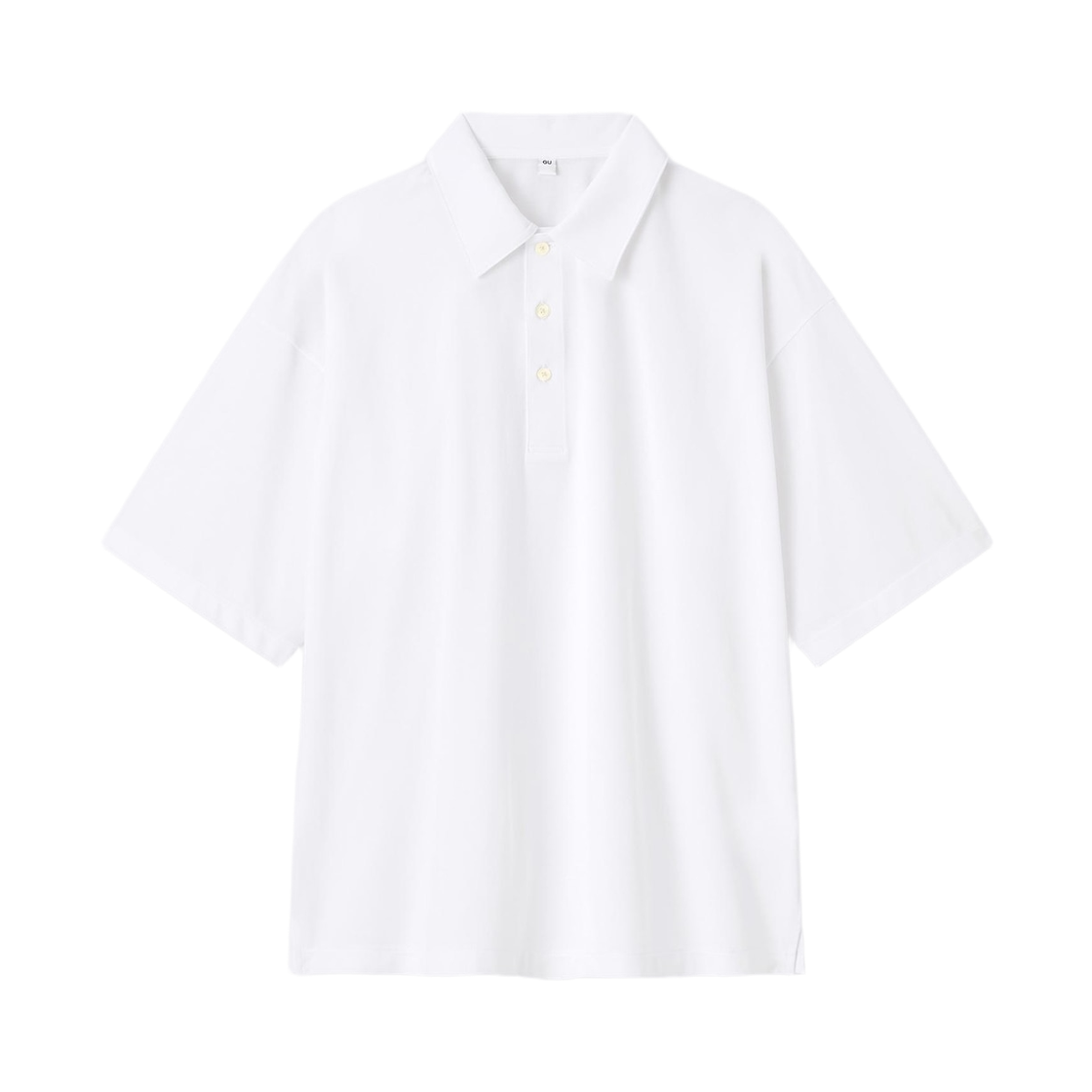 GU 드라이 박시 폴로 5부 셔츠 화이트(GU Dry Boxy Polo Five Quarter Shirt White)