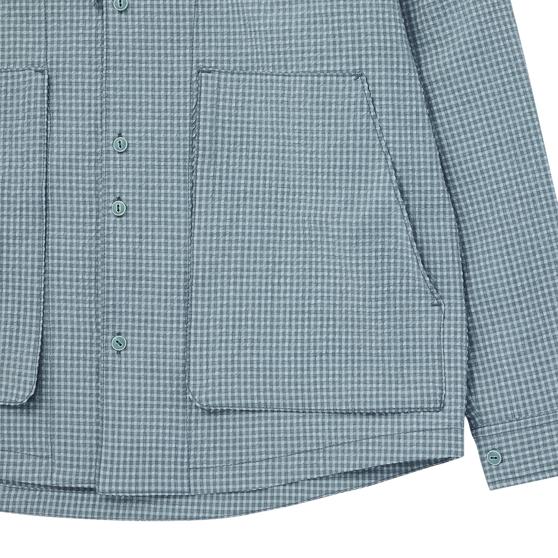 꼬떼 시어서커 체크 후디 셔츠 블루(COTTE Seersucker Check Hoodie Shirts Blue) - 5