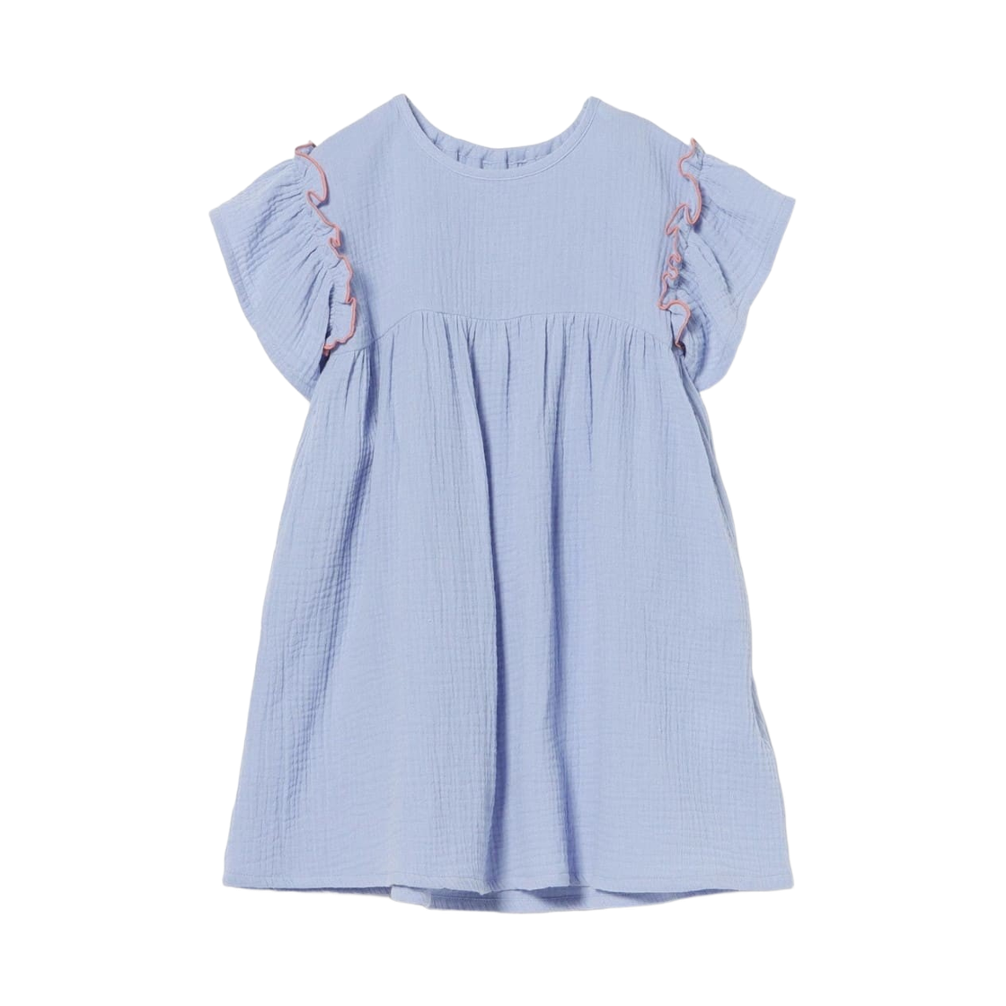 (키즈) 빔즈 미니 모슬린 개더 드레스 삭스((Kids) Beams Mini Muslin Gathered Dress Saxe)