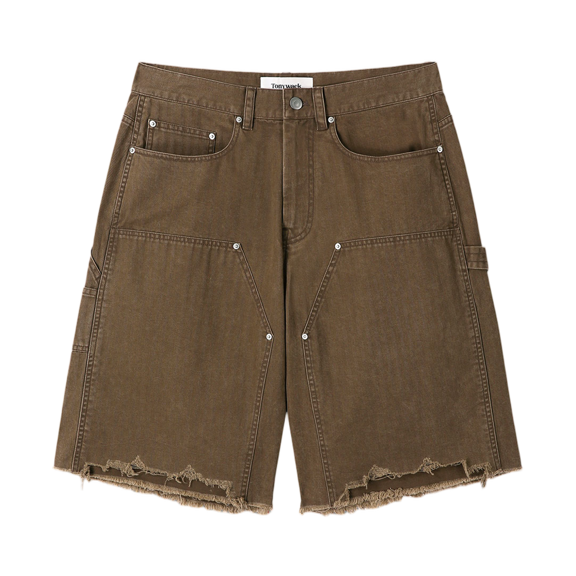 토니웩 핸드 디스트레스드 HBT 더블 니 쇼츠 페이디드 브라운(Tonywack Hand Distressed HBT Double Knee Shorts Faded Brown)