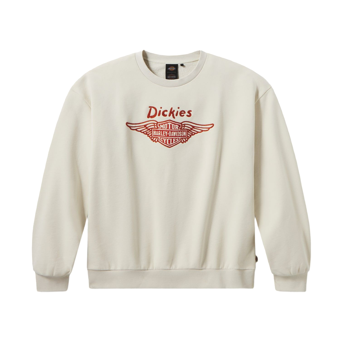 디키즈 x 할리 데이비슨 박시 핏 자수 크루넥 스웨트셔츠 본(Dickies x Harley Davidson Boxy Fit Embroidered Crewneck Sweatshirt Bone)