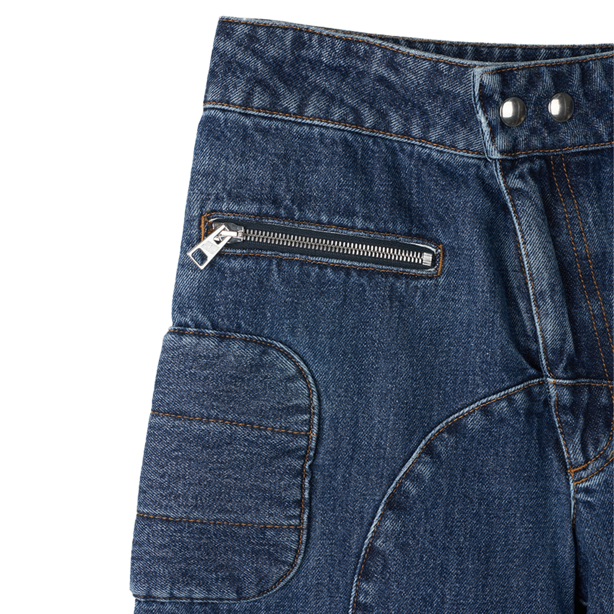 장 폴 고티에 우먼 패치워크 데님 팬츠 빈티지블루 - 26SS(Jean Paul Gaultier Women Patchwork Denim Pants Vintageblue - 26SS) - 4