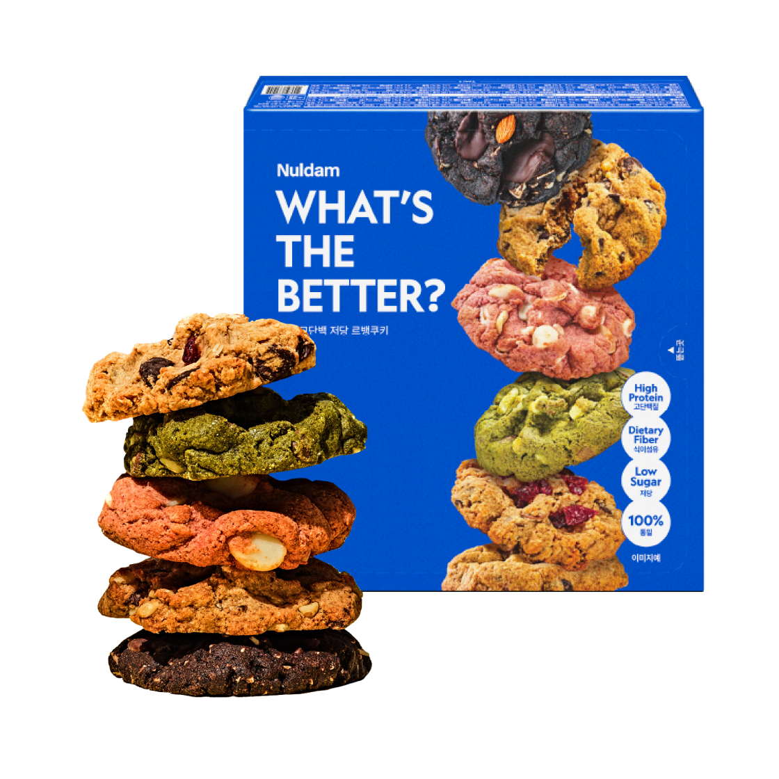 널담 고단백 저당 통밀 르뱅 쿠키 6개 1박스 (6가지맛, 개당 50g)(Nuldam Guilt-Free Whole Wheat Levain Cookie Collection)