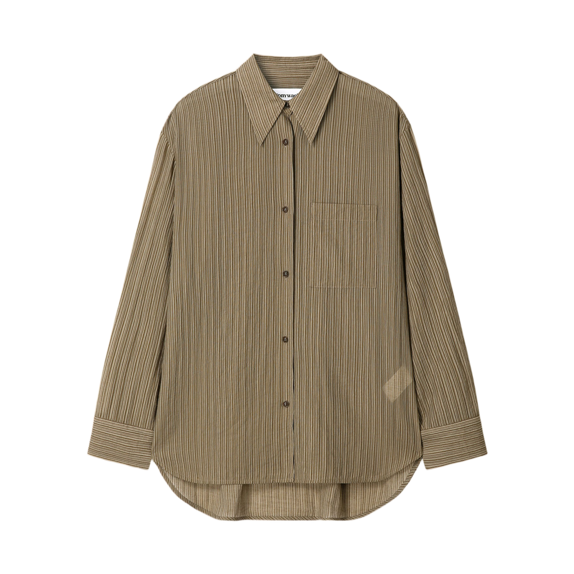 토니웩 리오셀 오버사이즈 스트라이프 셔츠 올리브 스트라이프(Tonywack Lyocell Oversized Stripe Shirt Olive Stripe)
