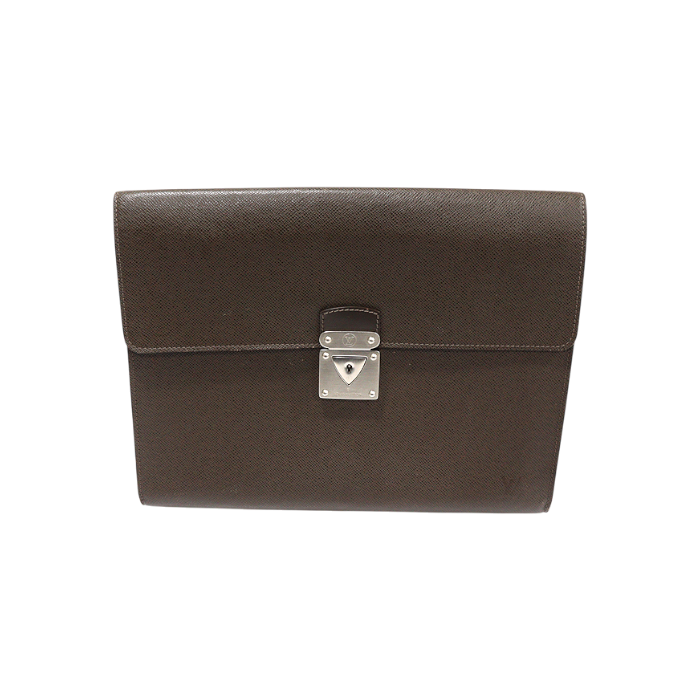 ITDVBQAUV3WN Louis Vuitton M31068 Grizzly Brown Taiga Leather Minuto Document Clutch