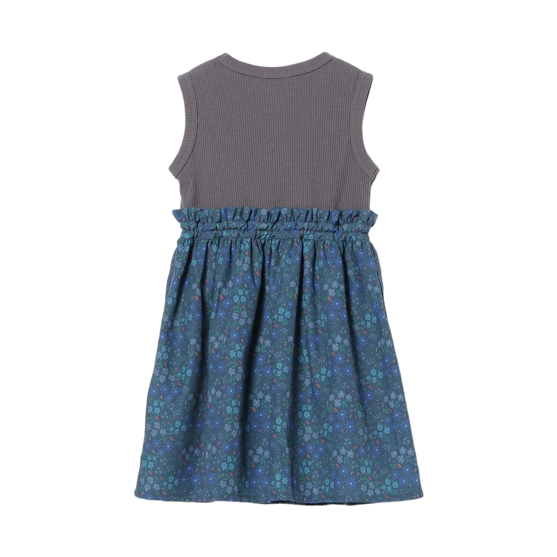 (키즈) 빔즈 미니 플라워 패턴 슬리브리스 드레스 네이비((Kids) Beams Mini Flower Pattern Sleeveless Dress Navy) - 2