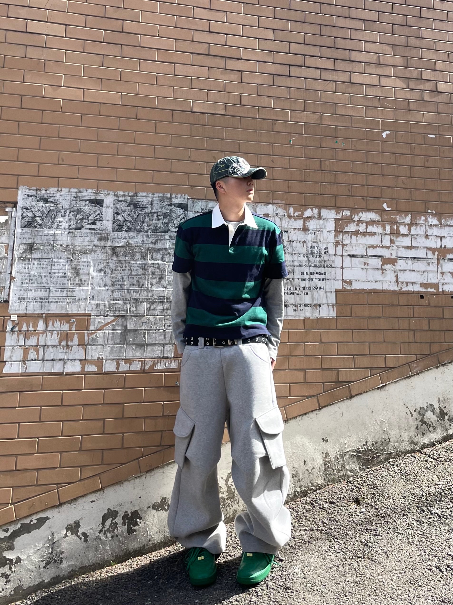 MJD X KOIN SEOUL Wide Cargo Sweat Pants, Nike x Ambush Air Force 1 Low SP Pine Green and Citron 착용 스타일 - 4