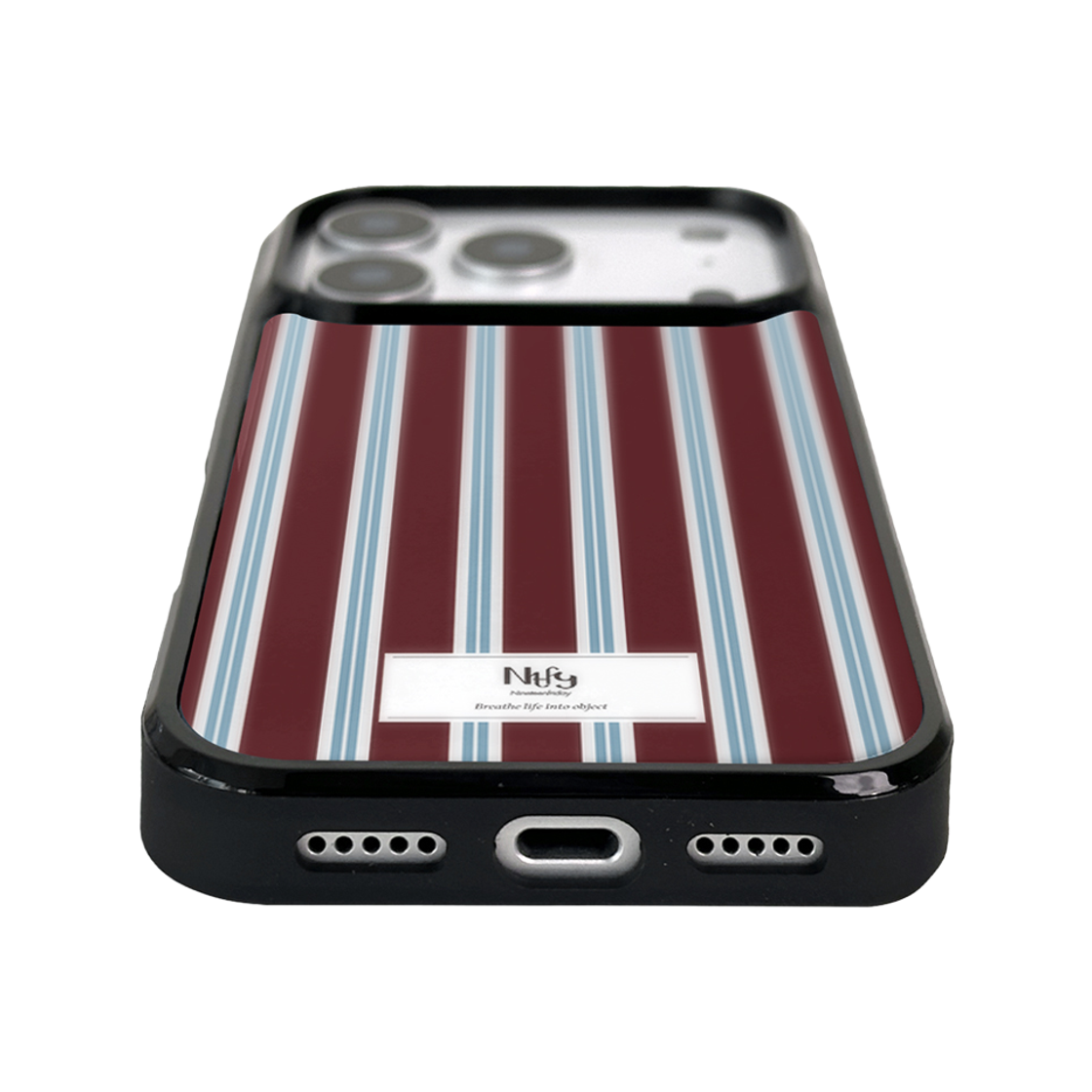 나인틴프라이데이 스트라이프 빈티지 맥세이프 에폭시 케이스 - 브라운 블루(NINETEENFRIDAY Stripe Vintage Magsafe Epoxy Case - Brown blue) - 4