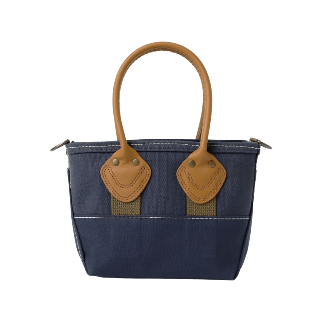 빔즈 보이 x 엘엘빈 딥 버튼 레더 핸들 집 토트백 미니 네이비(Beams Boy x L.L.Bean Deep Bottom Leather Handle Zip Tote Bag Mini Navy) - 1
