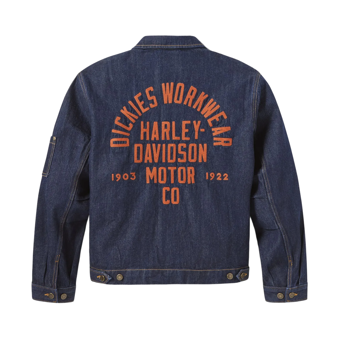 디키즈 x 할리 데이비슨 박시 핏 자수 데님 자켓 린스드 인디고 블루(Dickies x Harley Davidson Boxy Fit Embroidered Denim Jacket Rinsed Indigo Blue) - 1
